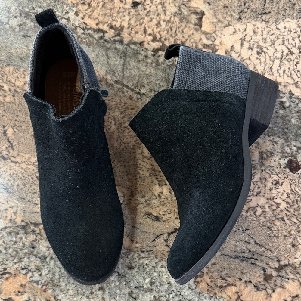Toms Black Suede Ankle Booties